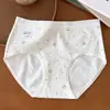 9917 Ropa Interior de Mujer de Algodón Puro con Puntos de Colores Estilo Coreano, Suave y Lisa, Puntos de Colores, Algodón Grado A, Algodón Puro, Entrepierna Extendida, Antibacteriano 10A