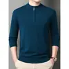 Suéter de punto grueso para hombre con cuello medio y cremallera, venta al por mayor transfronteriza, nuevo para otoño e invierno, cálido, casual, capa base de punto para mediana edad
