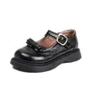 Mocasines Mary Jane Estilo Universitario para Niñas 2026 Primavera y Otoño Nuevos Zapatos de Cuero con Lazo para Niñas Planos de Suela Gruesa y Suela Baja