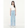 Jeans Rectos de Tiro Alto para Mujer, Azul Claro, Estilo Japonés y Coreano, Adelgazantes, Holgados, Casuales, Corte Recto, Cómodos, Casuales