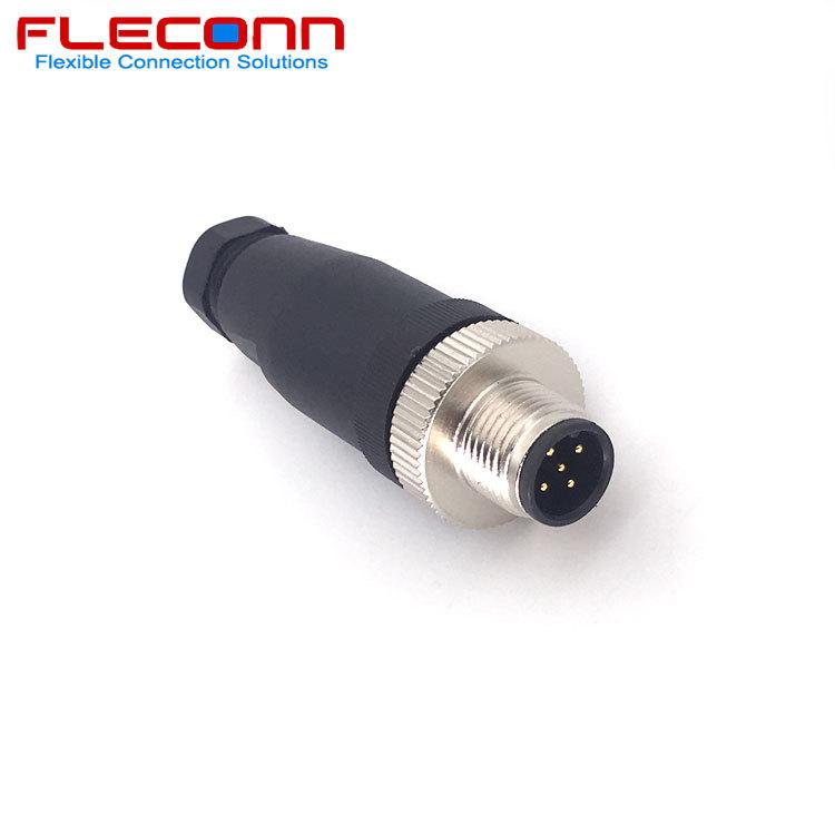 M12-5针直型组装式公头连接器-IP67航空头防水插头