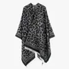 Bufanda Chal Chaleco de Moda Elegante Hermoso Estampado de Leopardo Empalmado Cálido de Imitación Cachemir para Mujer Oficina con Aire Acondicionado