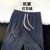 Calças masculinas de veludo cotelê para outono, calças esportivas, calças de moletom masculinas, largas e versáteis, calças casuais com patchwork, calças jogger, calças compridas