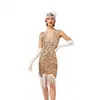 Nuevo Vestido de Moda con Escote en V, Lentejuelas y Flecos, Estilo Retro Gatsby de los Años 20, para Fiesta de Graduación, Noche, Dropshipping