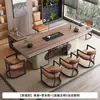 Mesa de Té de Pizarra con Veta de Madera 2025 Nuevo Juego de Té de Gama Alta Estilo Chino Nuevo Tetera Integrada Mesa de Té Totalmente Automática para Oficina