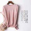 Outono e Inverno peça de primeira linha sem costura 100% cashmere puro suéter feminino gola redonda suéter pulôver suéter justo blusa de base Feminino