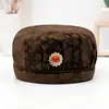 Boina cálida de otoño e invierno para mujeres mayores, sombrero de abuela moderno y grueso, sombrero tipo cubo de terciopelo dorado