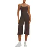 Nuevo Estilo Tirantes Finos Espalda Bonita Camiseta sin Mangas de Yoga Cintura Alta Secado Rápido Casual Cropped Pantalones de Pierna Ancha Conjunto de Ropa de Yoga para Exteriores Mujer