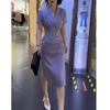 23232 Gran Amor Meiyuan Verano 2025 Nuevo Estilo Coreano Cuello Solapa Manga Corta Profesional Falso Dos Piezas Vestido