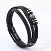 Pulsera de acero inoxidable con hebilla magnética de cuerda de cuero tejido multicapa para hombre, joyería de estilo nacional de comercio exterior transfronterizo, venta al por mayor