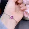 Pulseira de topázio rosa natural coquete roxo corpo de rede completo cor fogo cintilante prata 925 gravação Seiko pedra principal 5*7mm