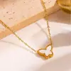 Collar de Mariposa de Acero de Titanio y Nácar Joyería de Acero de Titanio Ecológica