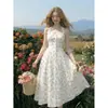 Amazon Europa América Vestido de Alça Sem Mangas Cintura Marcada Linha A Verão Feminino Novo Estilo Floral Emagrecedor Saia Feminina