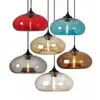Lámpara colgante creativa minimalista moderna de bola de cristal de colores para pasillo, lámpara colgante pequeña de una sola cabeza nórdica para dormitorio, comedor, mesa, barra