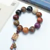 Duobao Corrente de Mão de Madeira Buda Cantando Contas Corda DIY Multicolor Gradiente Jade Pingente Pendurado para Homens e Mulheres Acessórios Presentes