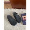 Chinelo Feminino Jin Mi 2024 Inverno Sola Grossa Combina com Tudo Bucken Quente Baotou Feltro Camurça Slip-on Sapatos Mueller para Mulheres