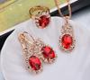 Conjunto de Joias Colar Colar com Gema Oval Conjunto Corrente Garra Colar de Cristal Brincos Anel Atacado Conjunto de Três Peças