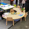 Mesa Luna de Jardín de Infancia Mesas y Sillas para Niños Clase de Capacitación de Educación Temprana Aprendizaje Mesa Curva en Forma de Media Luna Elevable Juego Pintura