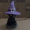 Lámparas de Sombrero de Bruja Resina Gótico Noche de Halloween Lámpara de Sombrero de Gato Bruja Adorno