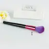 Maquiagem Dim Sum Pincel de Maquiagem Único com Cabo de Madeira Cabeça Redonda Cabo Preto Grande Tubo Roxo Cabelo Roxo Pincel para Blush em Pó Alto Brilho