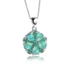 Moda europea y americana Oro blanco Diamante verde Flor de cinco pétalos Verde Aobao collar para mujer Retro coreano Microincrustación de circonita Cadena para la clavícula Joyería