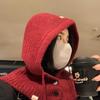 Balaclava de Alpaca Feminina Inverno Espessada Quente Chapéu Cachecol Proteção para Orelhas Lã Chapéu Pulôver