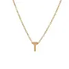 Collar con colgante pequeño de moda 26 letras inglesas acero de titanio oro de 18k cadena de clavícula simple versátil sin decoloración venta al por mayor