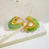 Aretes de spar artificial irregulares incrustados de acero de titanio diseño de personalidad de alta gama aretes de acero inoxidable boutique transfronteriza