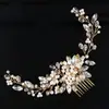 2025 Lujo Ligero Elegante, Hermosos Accesorios para Vestidos de Boda, Peine para el Cabello Tejido a Mano con Diamantes y Perlas, Joyería para Novias