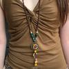 Nuevo Collar de Pluma de Bronce Zen Chino para Mujer Estilo Étnico Bohemio Doble Capa Cadena Larga para Suéter Accesorios