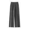 Pantalones anchos de lana 100% pura para mujer, con bolsillo, cintura alta, de punto, informales, de moda, para otoño e invierno.