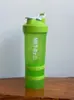 Vaso Mezclador Deportivo Portátil 500ml Fitness Batido de Leche Plástico Taza Gran Capacidad Tres Capas Mangos Olla con Compartimento para Polvo