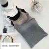 Camisola de color sólido para otoño e invierno con tirantes finos de tela cepillada, espalda hermosa y copas incorporadas, chaleco cálido push-up de copa fija para mujer