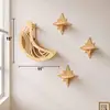 Prateleira de Parede Gato Lua e Estrela, Mobiliário Moderno de Parede para Gatos Interno, Sistema de Escalada de Madeira para Gatos