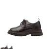 Zapatos de Cordones Negros de Piel Suave para Mujer, Nuevos Zapatos de Vestir Estilo Británico Primavera y Otoño 2026 para Combinar con Faldas, Mocasines de Suela Gruesa