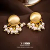 Pendientes de Borla Geométricos de Perla Cepillada, Pendientes Clip-On de Bobina de Mosquito de Lujo Ligero de Gama Alta, Exquisitos Accesorios de Oreja de Moda, Venta al por Mayor Transfronteriza