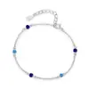 Pulsera de Plata de Ley S925 Nueva Simple Diamante Azul Redondo Lujo Ligero Nicho Diaria para Viajar Todo Fósforo Artesanías para Mujer