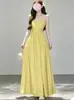 Vestido Largo de Resort Francés sin Espalda con Tirantes Finos, Color Sólido Adelgazante Versátil