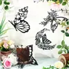 Decoración de Pared de Hierro Hueco de Mariposa Floral Manualidad de Metal Adorno para Colgar en la Pared del Hogar Artesanía