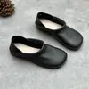 Zapatos de vestir individuales de dos vías hechos a mano retro con grulla de almohada blanca, colección primavera-verano 2026, punta cuadrada, suela plana, estilo étnico único, zapatos de mujer de alta calidad, negro
