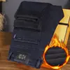 Calças Jeans Masculinas Outono Inverno Veludo Plus Novo Reto Soltas Elásticas Alta Qualidade Primavera Outono Casuais Longas Masculinas Slim Fit