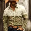 Camisa masculina estilo americano com estampa de penas astecas e padrão de sol e flecha do Sudoeste, colarinho casual abotoado, disponível em peças avulsas