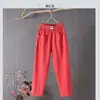 Calças Casuais de Algodão e Linho para Mulheres 2023 Novas Calças Estilo Coreano Soltas Emagrecimento Visual Calças Retas Verão Finas Nove Pontos Calças Harem