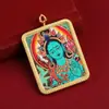Nepal Feito à Mão Pintado à Mão Thangka Tara Verde Coração Xizang Templo Zaji Deusa da Riqueza Thangka Pingente Caixa Gawu