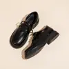 Mocassins Espessos de Couro com Duas Camadas, Sapatos de Plataforma com Cadarço, Sapatos Pequenos de Couro Estilo Britânico College, Sapatos de Salto Único com Solado Macio e Forro de Lã para Mulheres