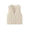 Colete matelassê de cor sólida, versátil, quente e grosso para mulheres plus size, perfeito para o inverno