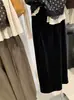 KEKEZOON falda recta de terciopelo elegante de cintura alta para mujer, estilo coreano de otoño, falda adelgazante de longitud media 9116