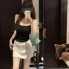 2026 Verão Novo Estilo Coreano Casual Versátil Cor Sólida Forro Cordão Cintura Alta Linha A Saia Curta Saia Roupas Femininas