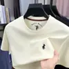 Camiseta Masculina de Algodão de Alta Qualidade para Verão, Nova, de Manga Curta, Fashion e Versátil, Caimento Solto, Elástica, Bordada, Camiseta Masculina de Alta Qualidade