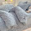 Conjunto de Cuatro Piezas de Tafetán Polar de Invierno Engrosado Cálido Manta de Polar de Leche Polar de Coral Conjunto de Tres Piezas para Cama de Dormitorio de Estudiante
